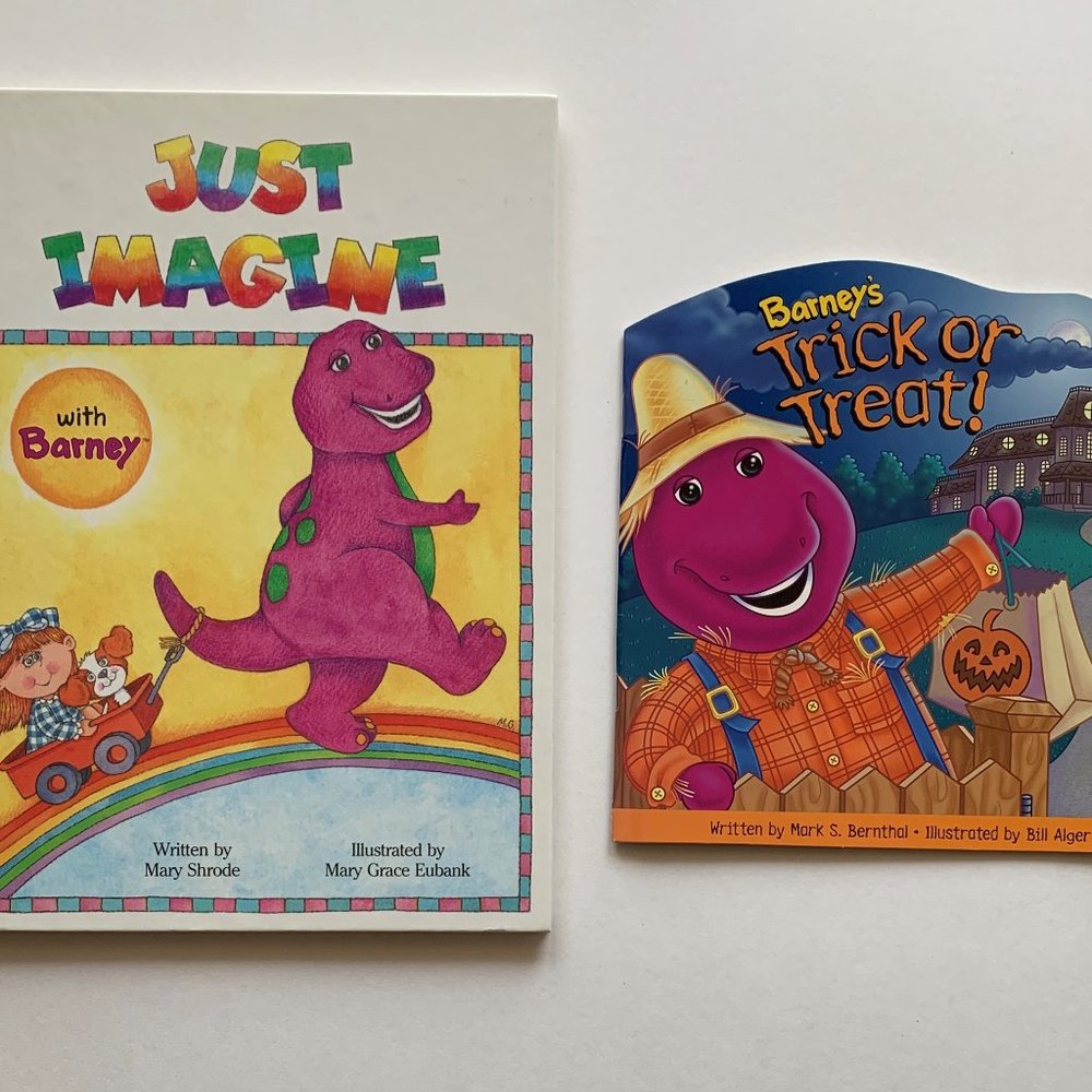 Vintage 1990s Barney Books: Just Imagine with Barney & Barney's Trick or Treat